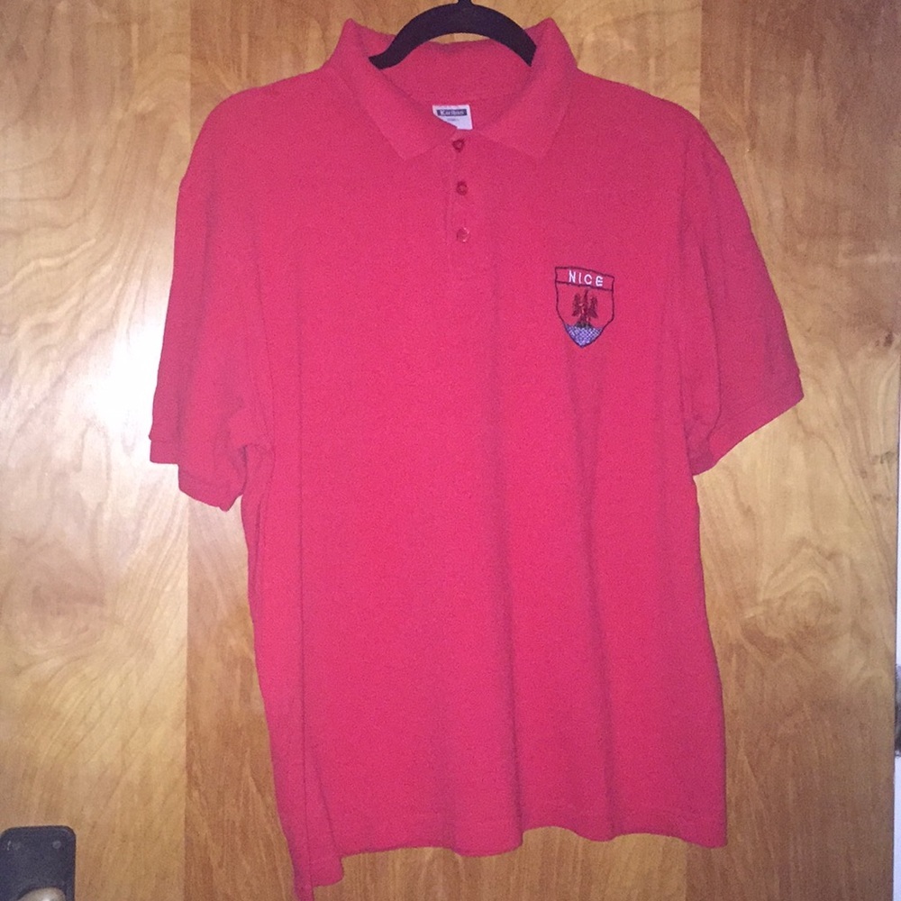 Men’s Kariban Red Polo Shirt with Nice France Embroidery Size Large